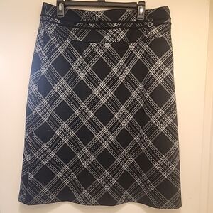 Cato Black and Gray Checkered Pencil Skirt